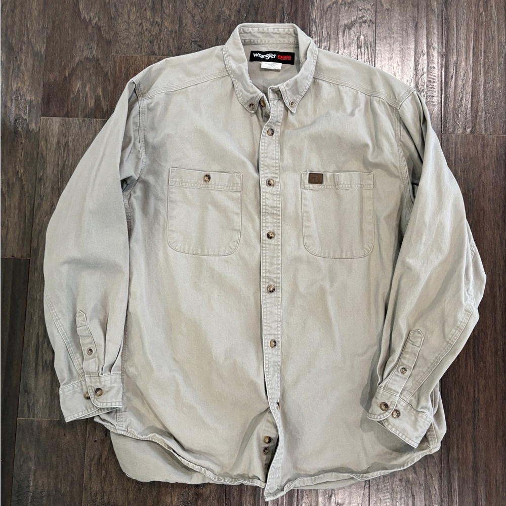 Wrangler Biggs Workwear Men's Khaki Button-Up Shirt 2XL